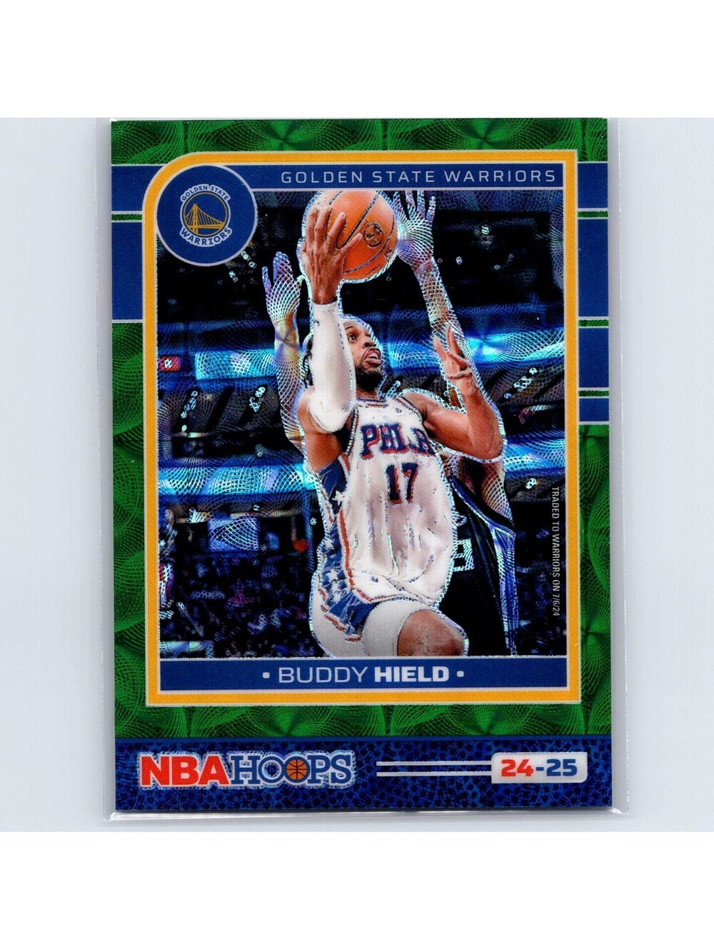 2024-25 Hoops Buddy Hield #28 Premium Scope Green #/25 Golden State Warriors